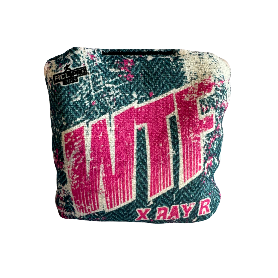 WTF - XRAY - ACL Pro Bags - 2025 Cornhole Bags Wicked Wood Games Pink-Green-R